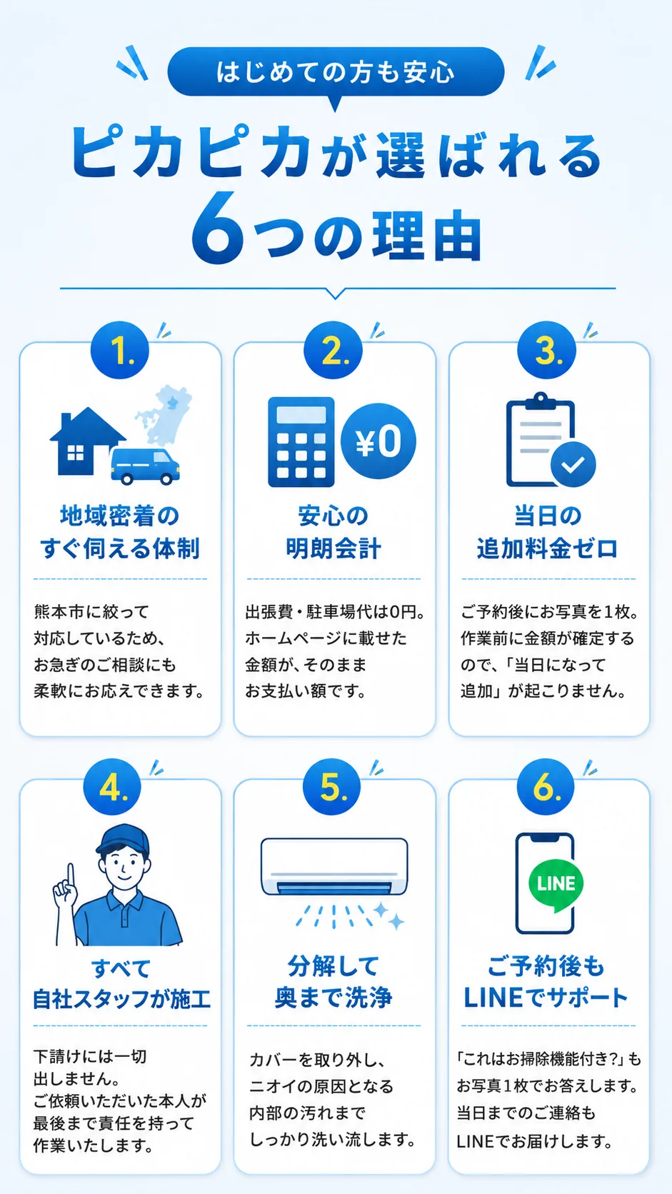 はじめての方も安心。ピカピカが選ばれる6つの理由