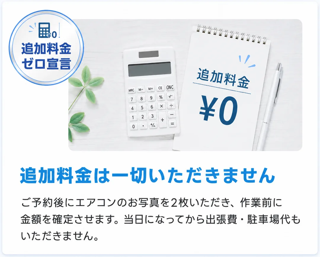 お約束2：追加料金は一切いただきません